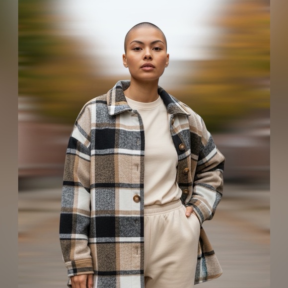 Jackets & Blazers - Plaid print Shacket jacket
